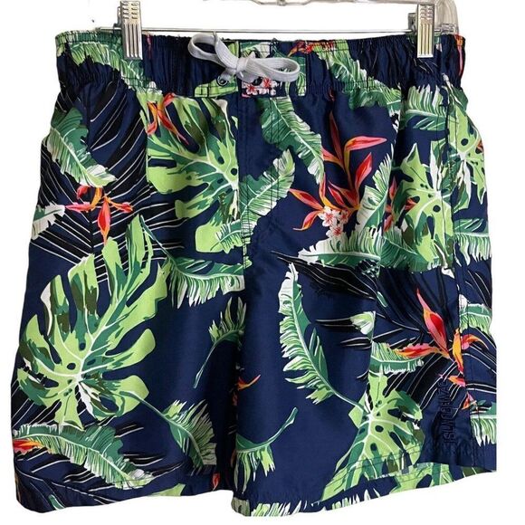 Island Haze Swim Shorts Trunks Mens XL Multicolored Tropical Drawstring Swimwear - Picture 2 of 11